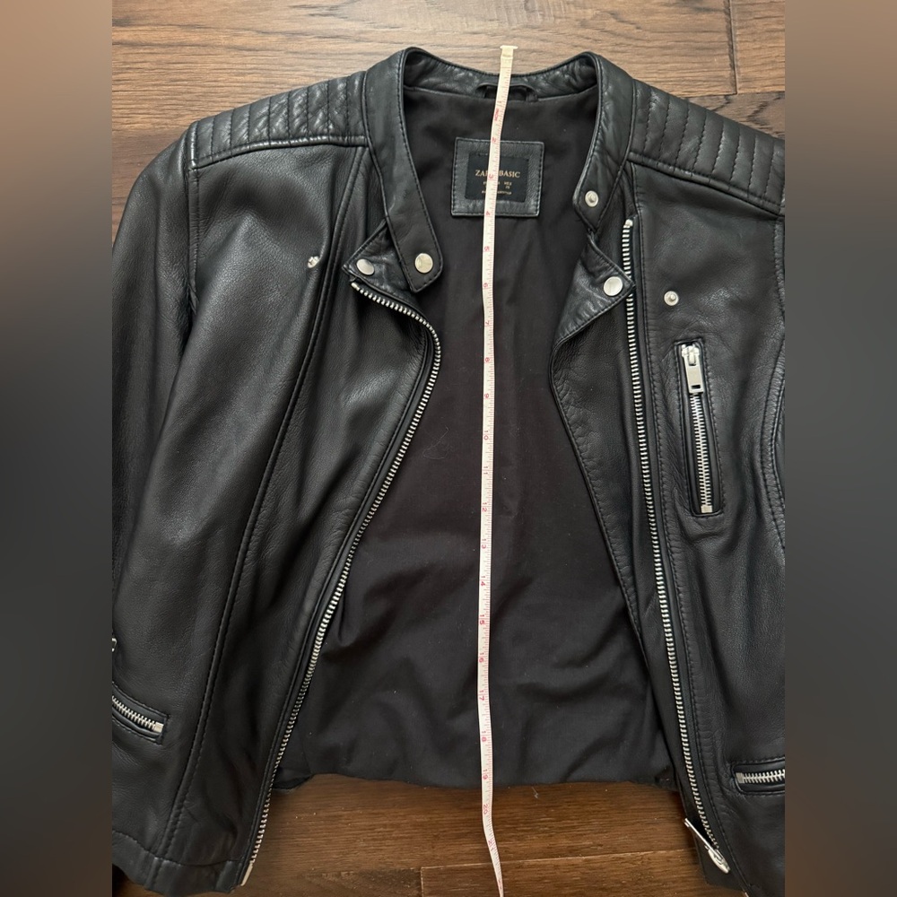 ZARA Women’s Black  Genuine Leather Moto Jacket, great condition, very soft - Picture 10 of 12